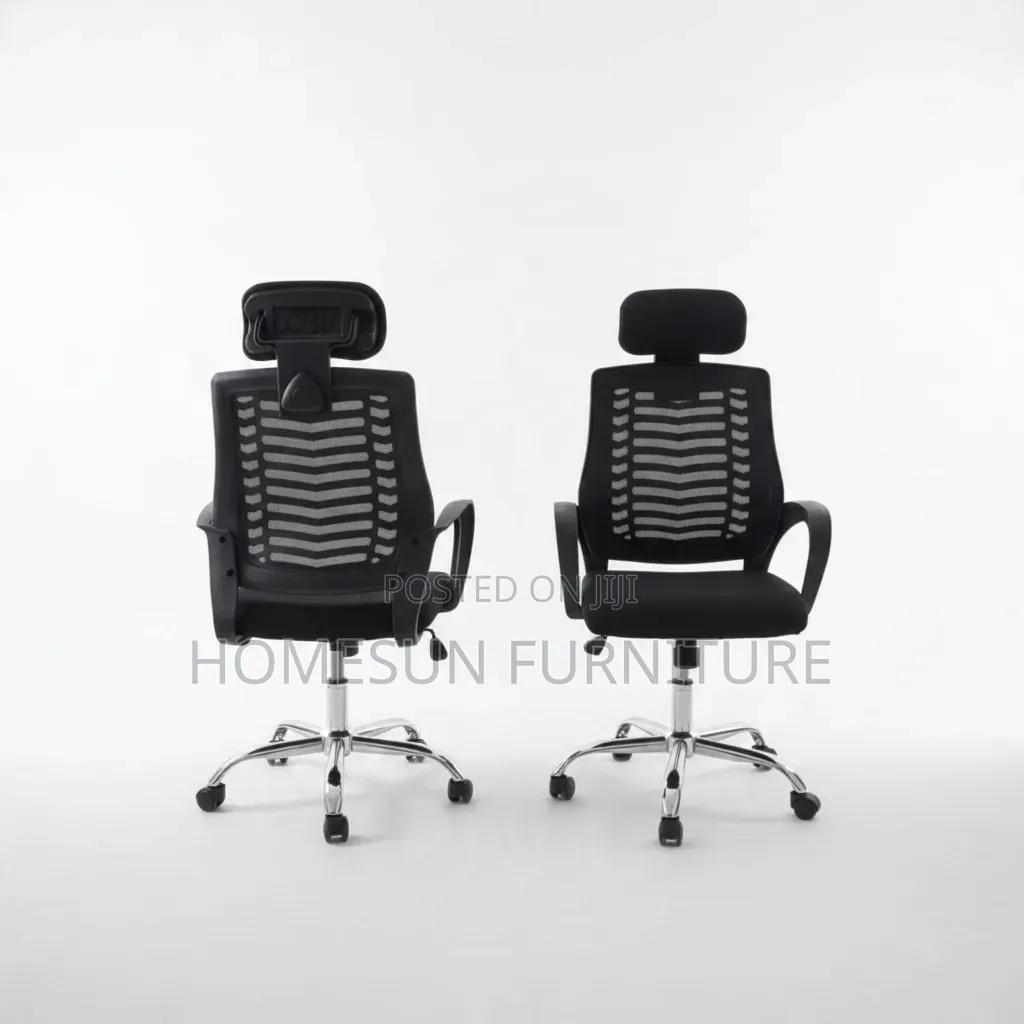 Office Chair – Black Ergonomic Mesh With Headrest