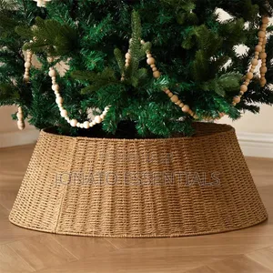 Woven Rattan Christmas Tree Collar Ring Base Cover 28 Inch