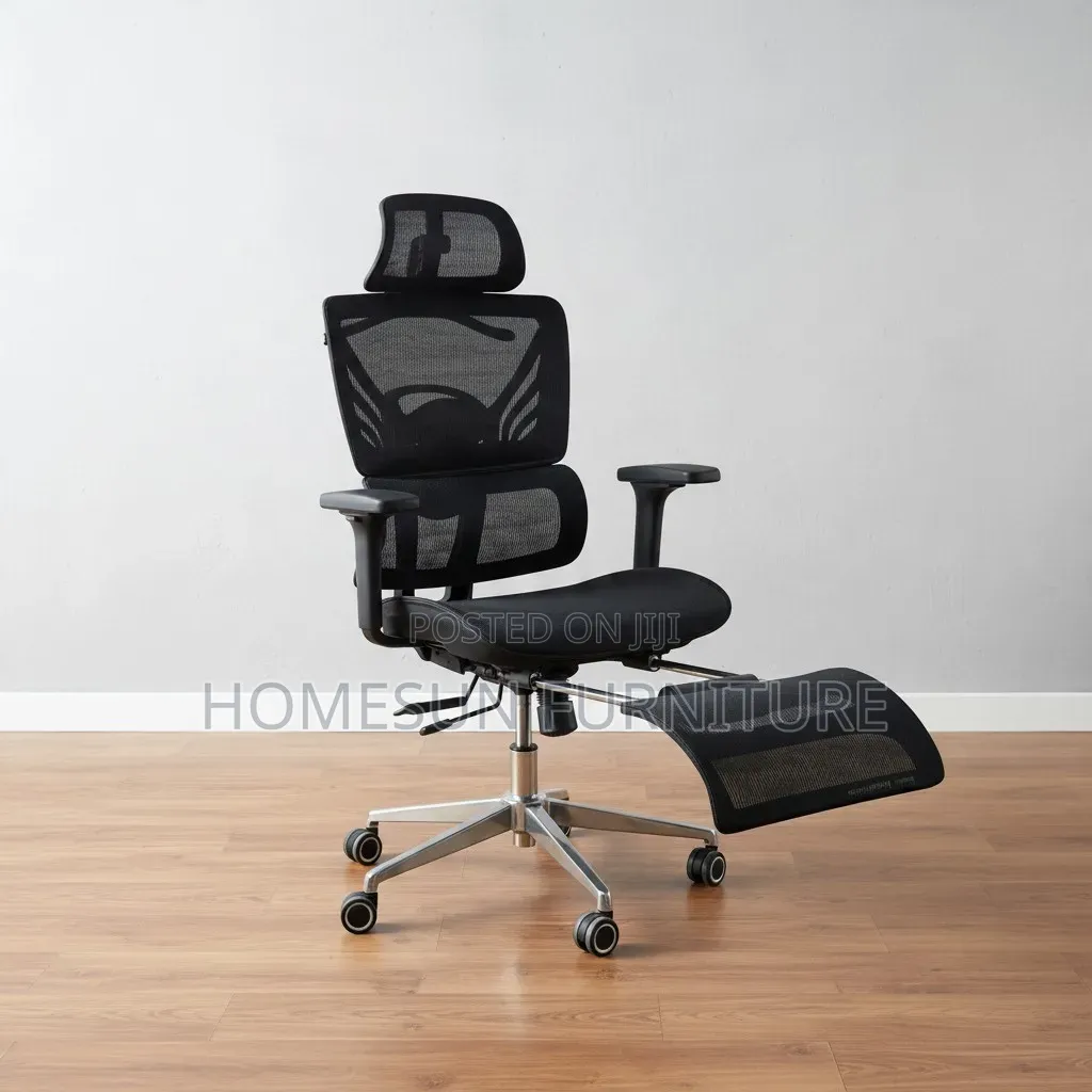 Office Chair – Ergonomic Mesh With Headrest and Footrest