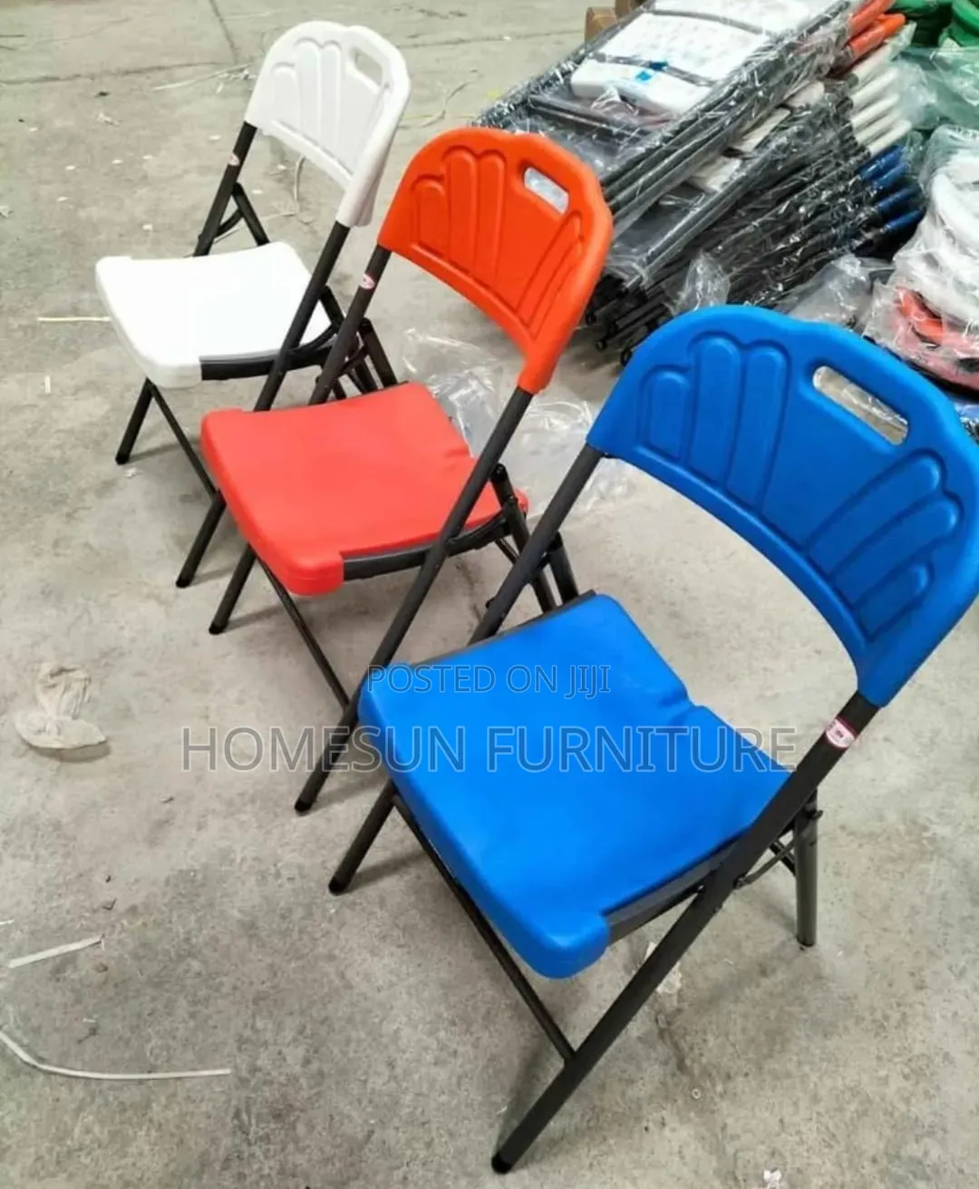 Foldable Chairs; Plastic Seater With Metallic Frame