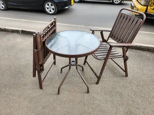 Outdoor Bistro Table and Chair Set With Glass Top