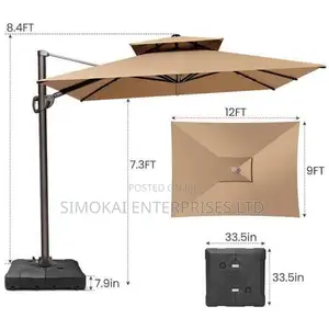 3mx 3m Cantilever Roman Umbrella With 100L Water Tank/Sand Square Base