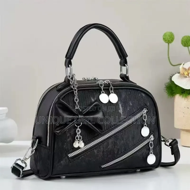 Trendy Women's Bow & Zipper Accent Handbag – Stylish Crossbody Bag