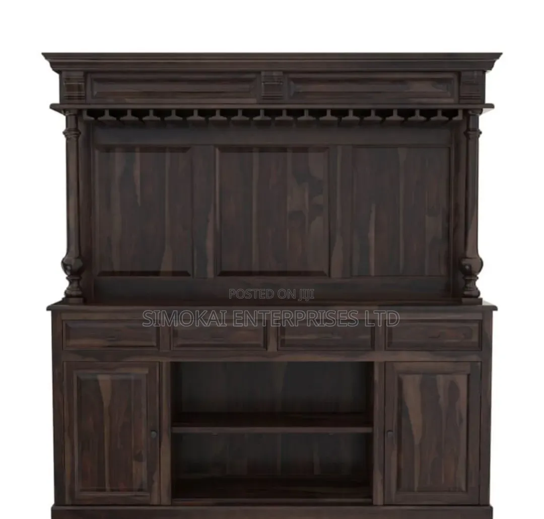 Giante Rustic Solid Wood Home Bar Set With Stool Set of 2