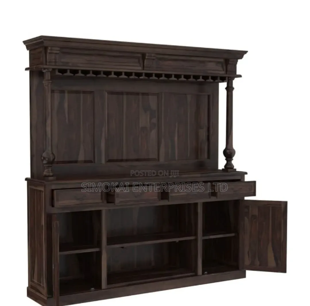 Giante Rustic Solid Wood Home Bar Set With Stool Set of 2