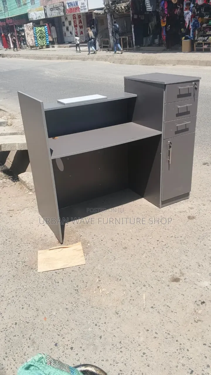 Dark Grey Office Reception Desk Design