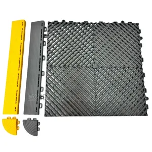 Garage Floor Tiles, Black, Yellow and Blue