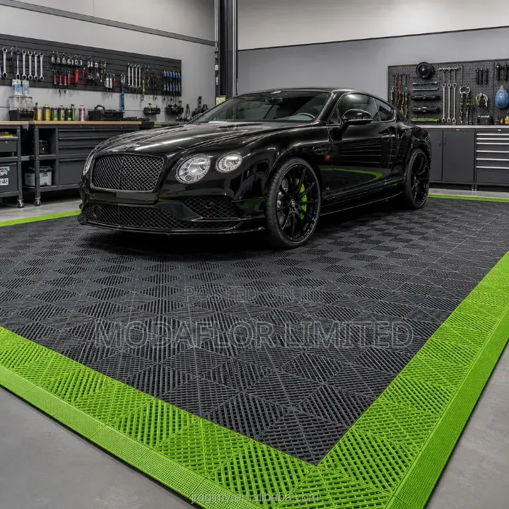 Garage Floor Tiles in Black Grey Yellow and Red