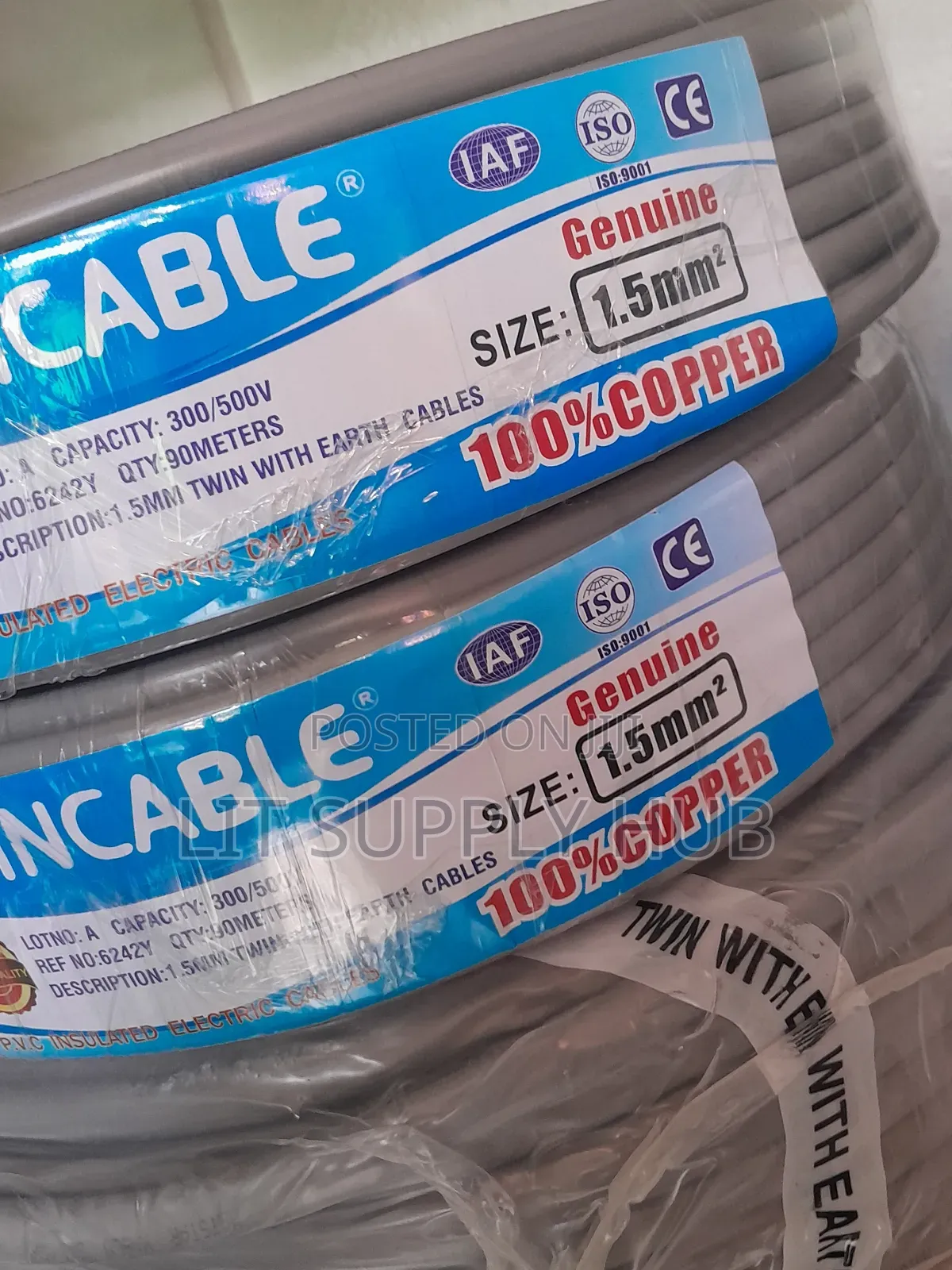 1.5mm Twin With Earth Electrical Cable, Evincable Brand