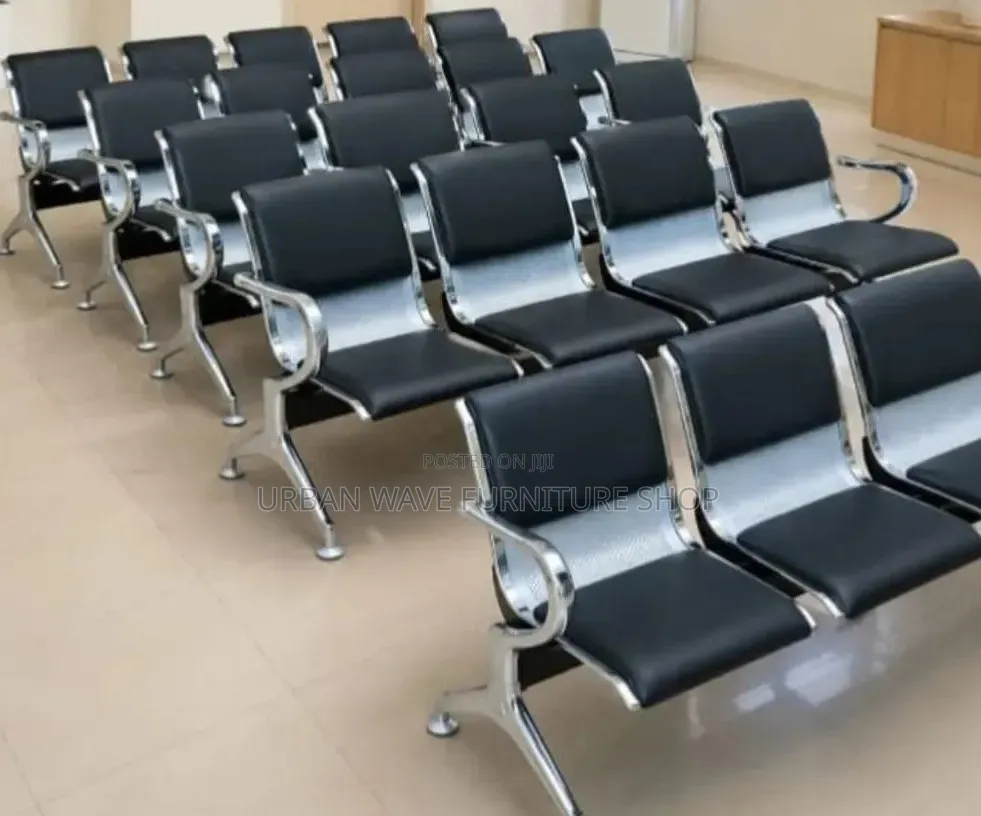 Black Padded 3 Seater Waiting Hospital Chairs