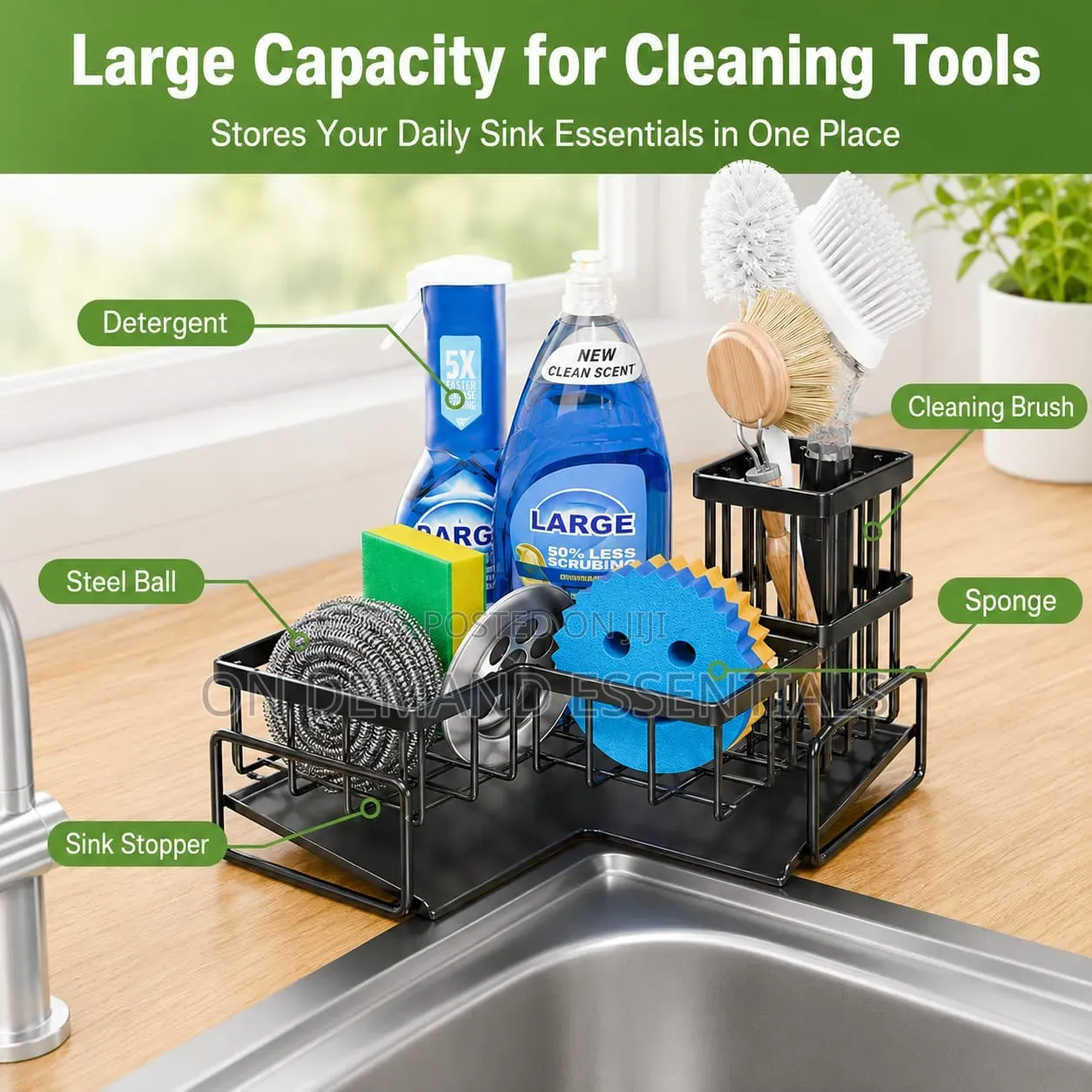 Big Size L-Shaped Corner Kitchen Sink Caddy