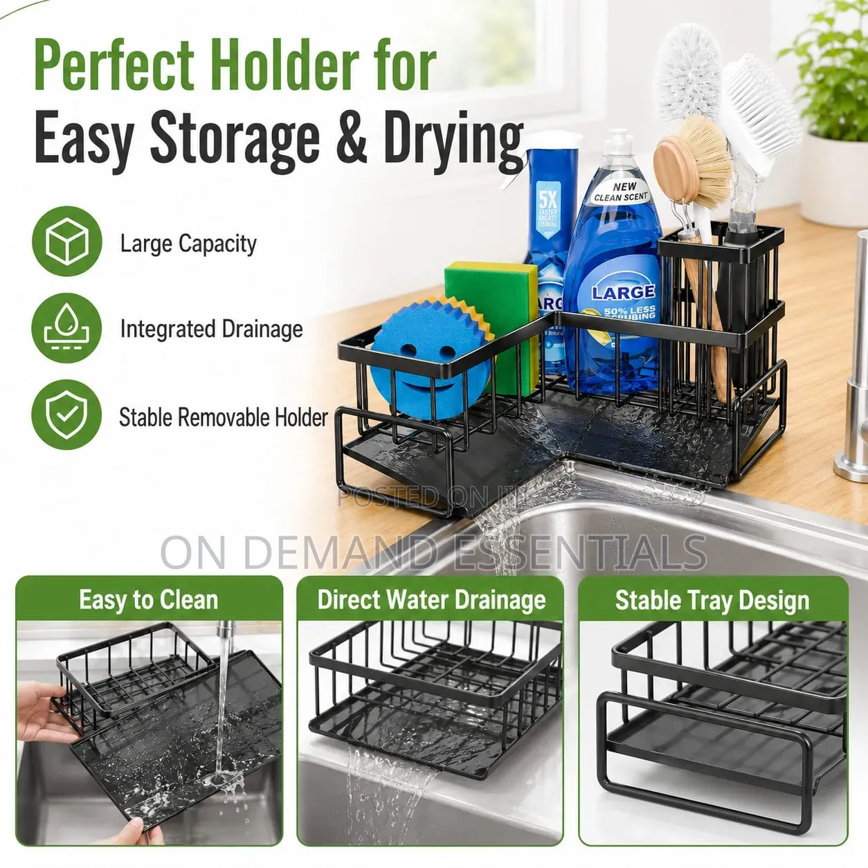 Big Size L-Shaped Corner Kitchen Sink Caddy