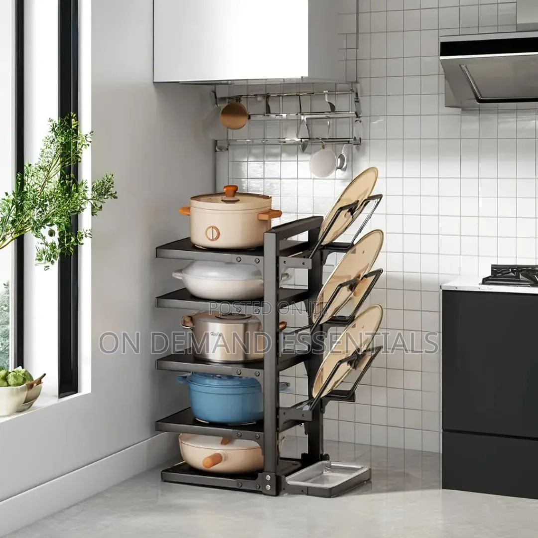 Heavy Duty 5-Tier Cookware and Pot Lid Organizer Rack