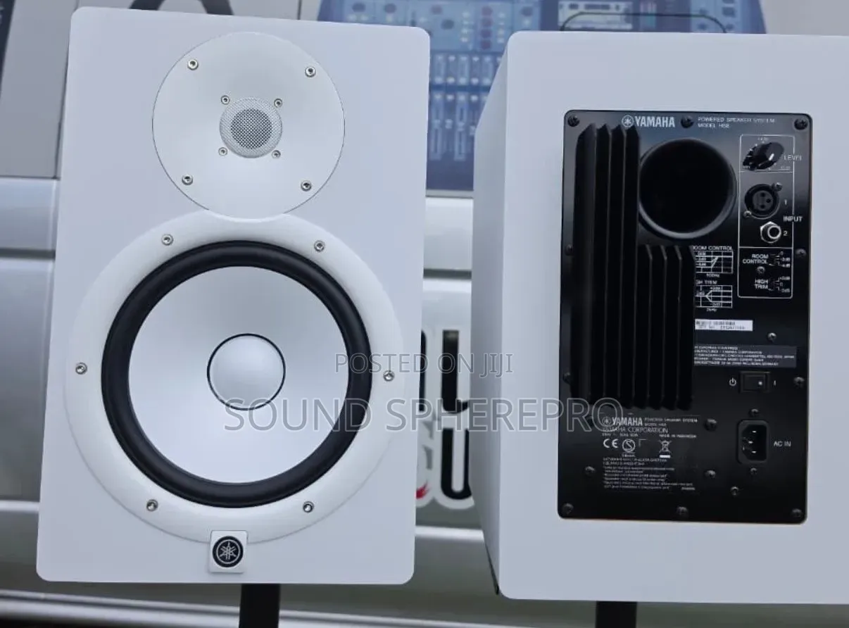 White Yamaha HS8 Monitor Speakers