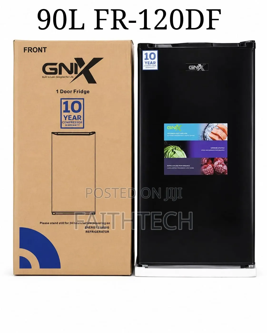 GNIX FR-120DF 90L Single Door Frost Refrigerator in Black