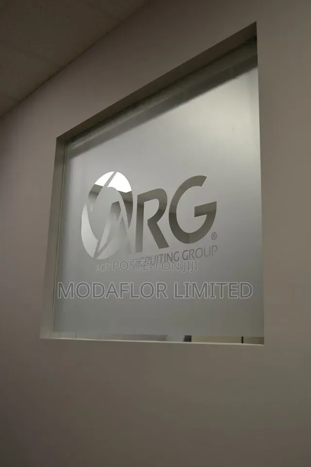 Branded Frosted Window Film for Corporate Offices