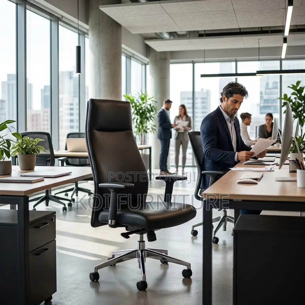 Office Chair : High-Back PU Leather Executive Chair