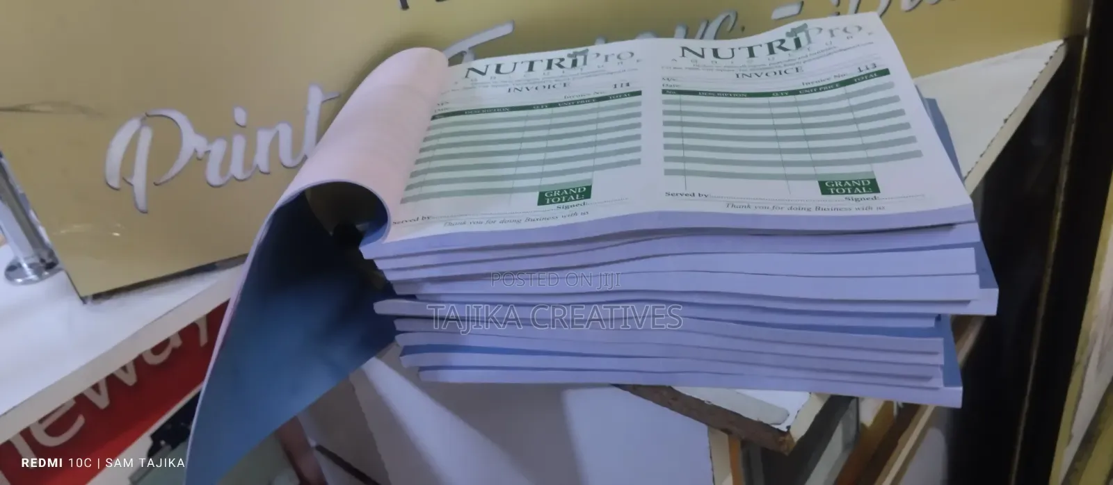 Printing of Receipt Books, Invoice Books, Delivery Notes