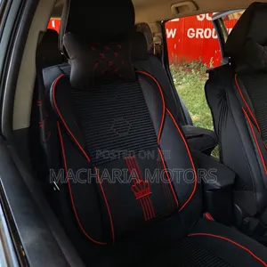 Black Red Stitched 5 Seater Universal Floor Mats.