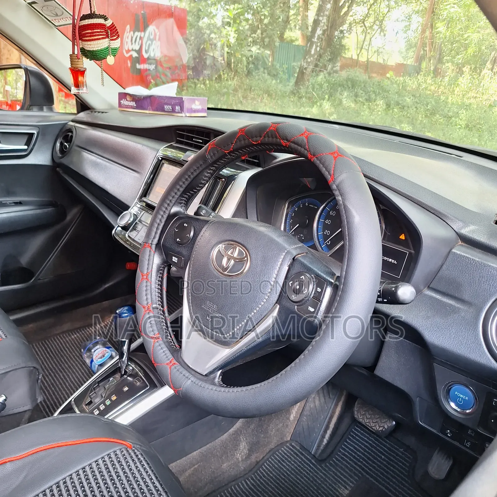Black Red Stitched 5 Seater Universal Floor Mats.