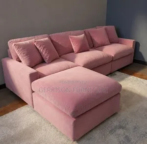 Luxury 4-Piece Dusty Pink Velvet Sectional Sofa
