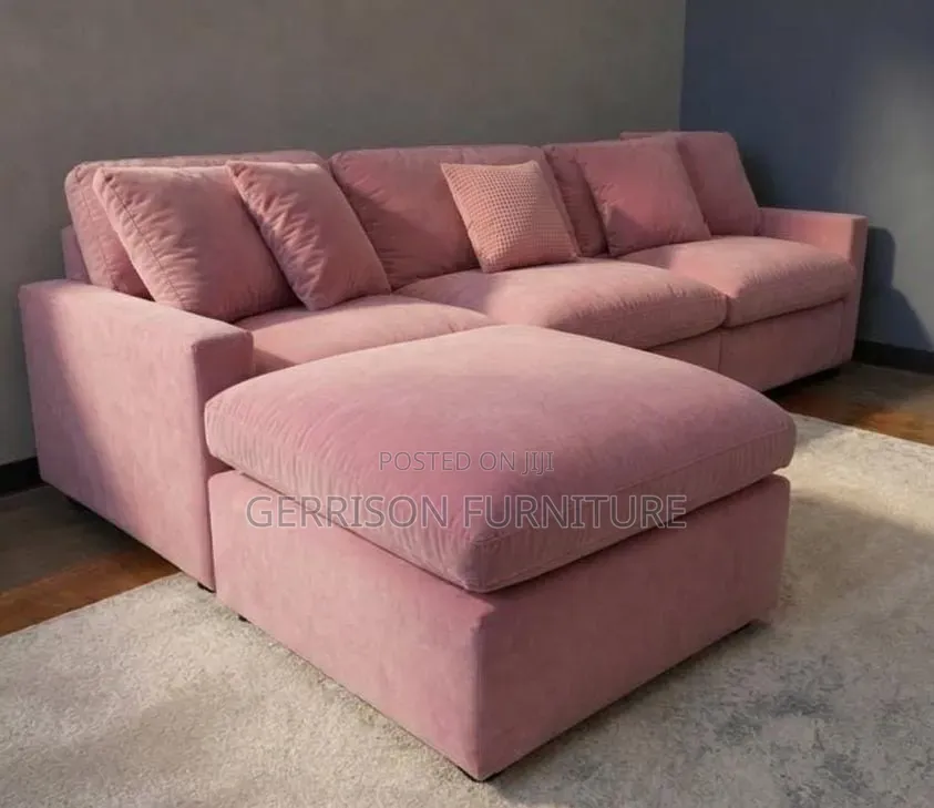 Luxury 4-Piece Dusty Pink Velvet Sectional Sofa