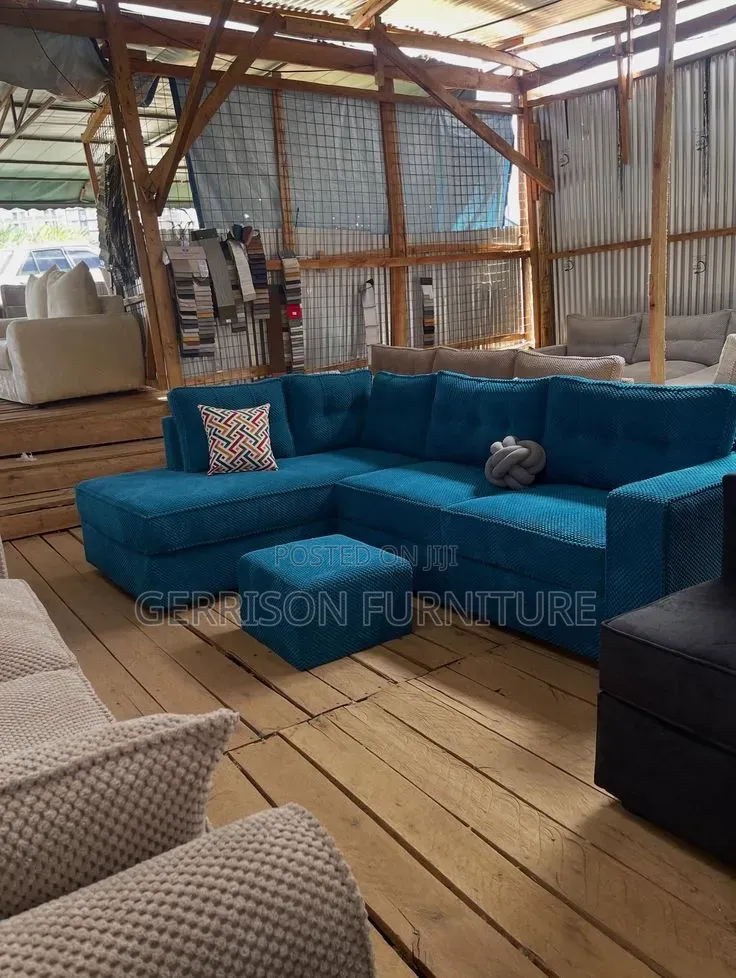 Modern L-Shaped Tufted Textured Sectional Sofa (Premium)