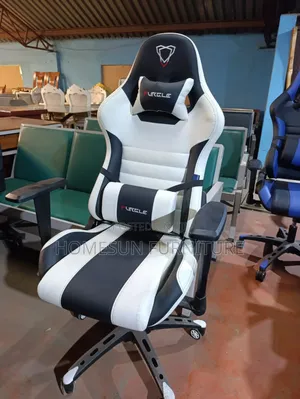 Gaming Chair With Black and White Racing Design