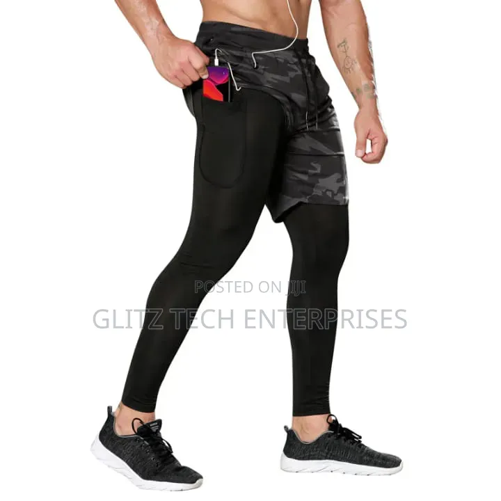 Men's 2-in-1 Activewear Running Pants With Phone Pocket