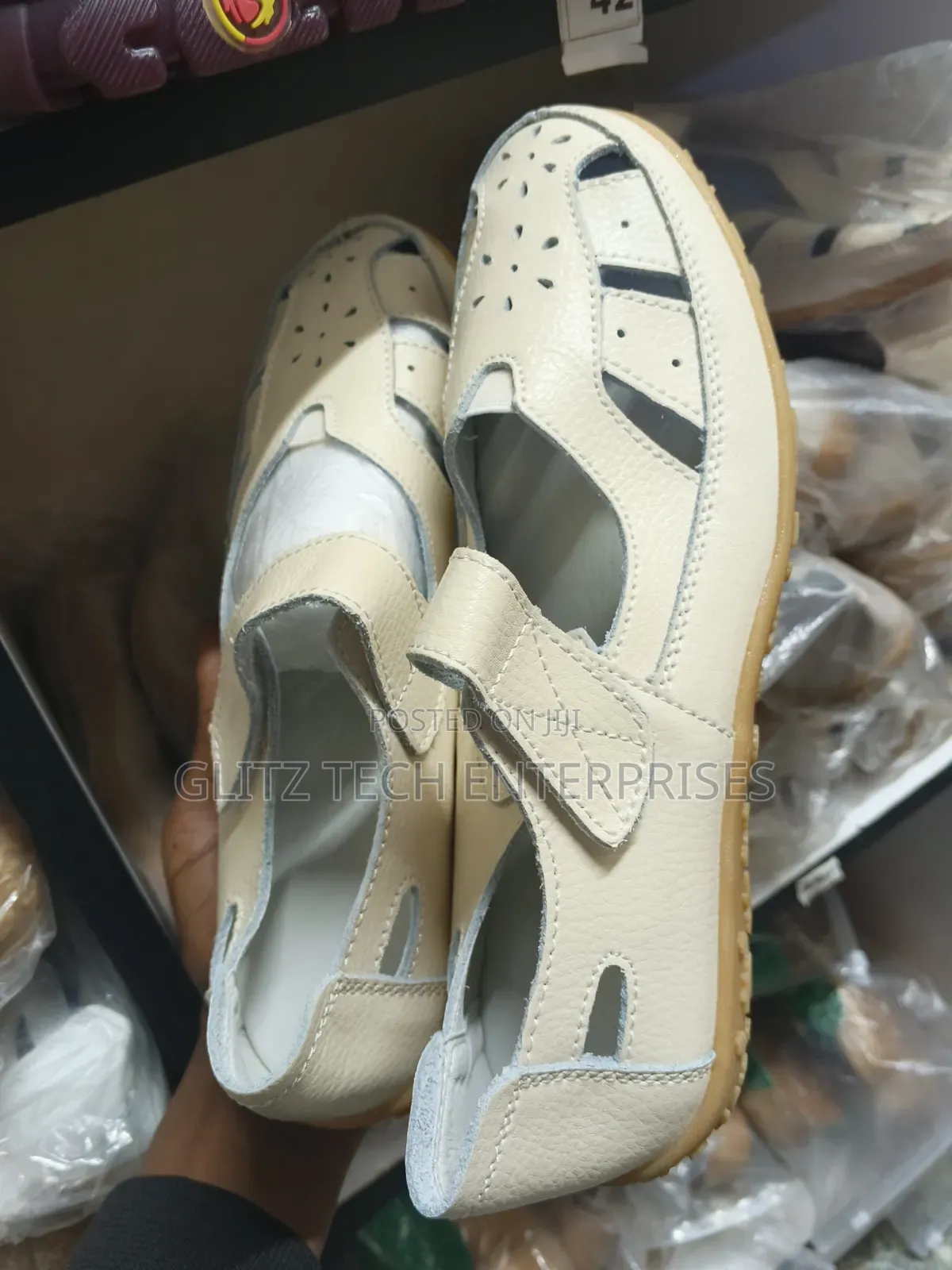 Women’s Cream/Beige Breathable Casual Shoes Comfort Flat Sandals