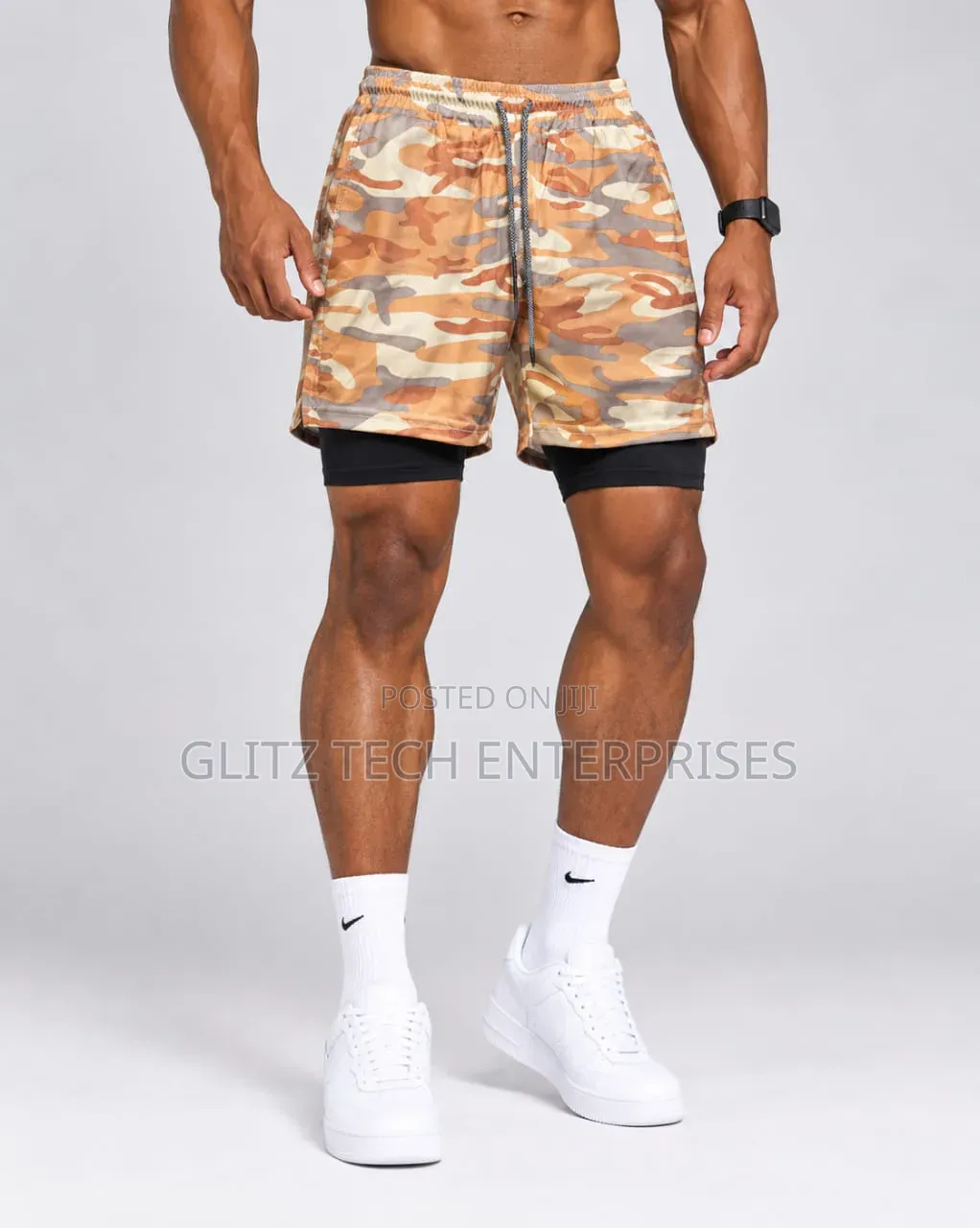 Men’s Camo 2-in-1 Athletic Shorts With Compression Liner