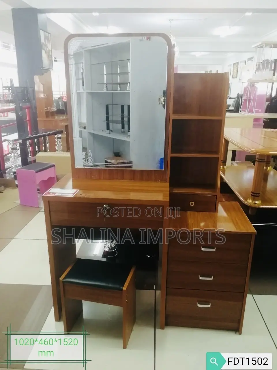 Brown Dressing Table With Sliding Mirror