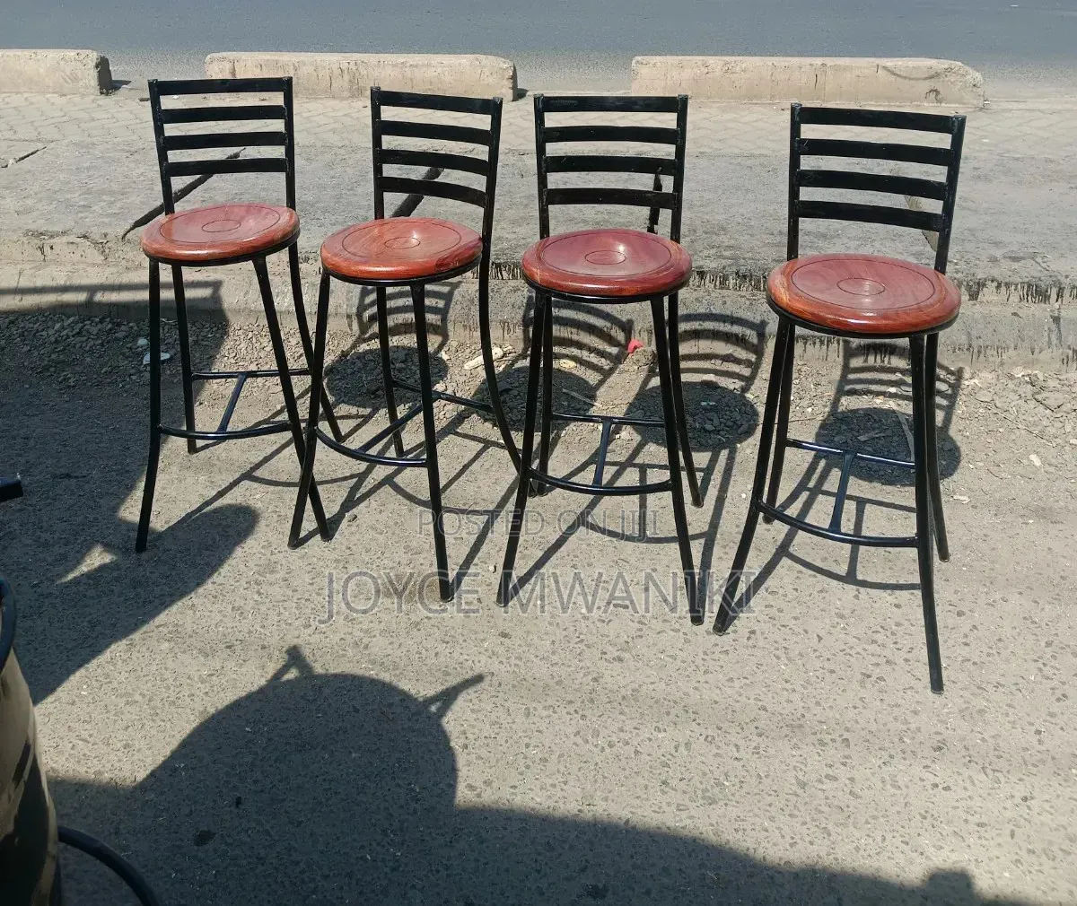 Wooden Mahogany Stools With Backrest