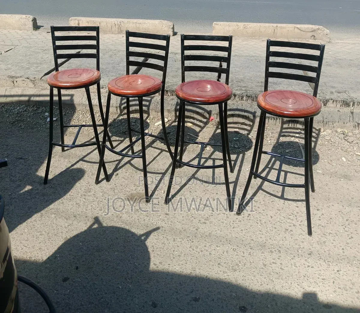 Wooden Mahogany Stools With Backrest