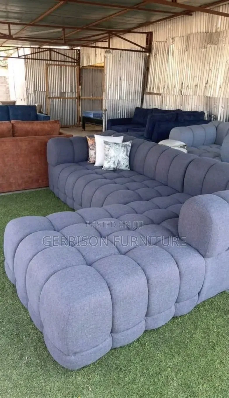 Modern Luxury 6-Seater Bubble L-Shaped Sectional Sofa (Slate Grey)