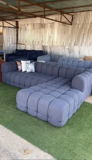 Modern Luxury 6-Seater Bubble L-Shaped Sectional Sofa (Slate Grey)