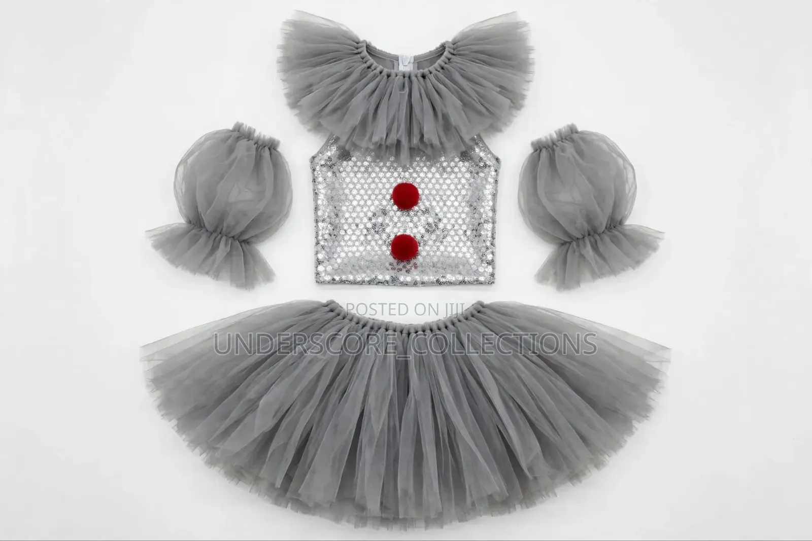 Halloween Girls' Grey Pennywise-Inspired Clown Tutu Costume
