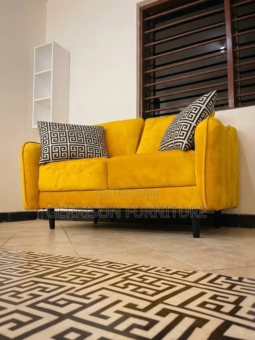 Vibrant Mustard Yellow Velvet 2-Seater Sofa / Loveseat Couch