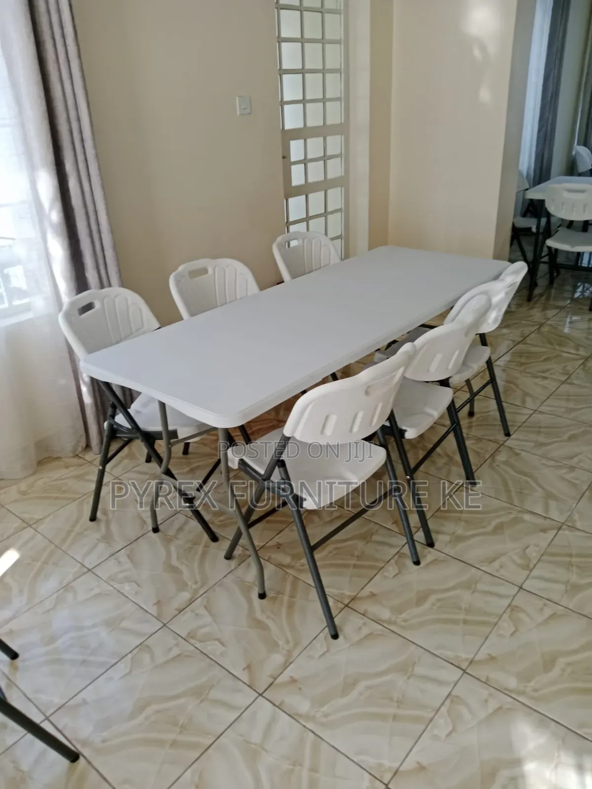 Rectangular Plastic Folding Table With 6 Chairs