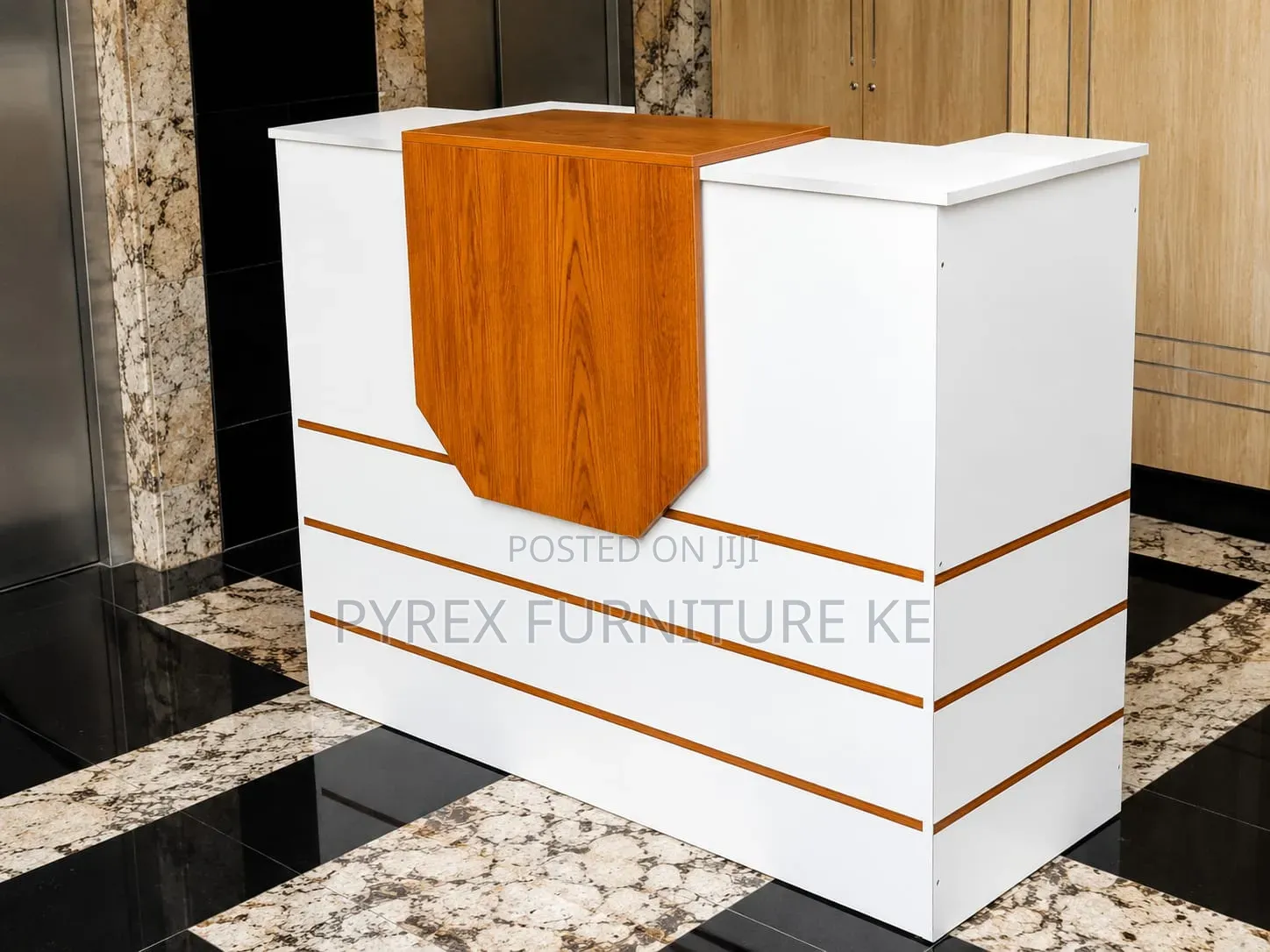 Oak White Modern Reception Desk