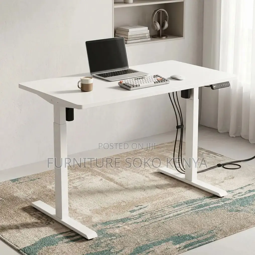 White 1.2 Meter Electric Table || Ergonomic Modern Adjustable Desk