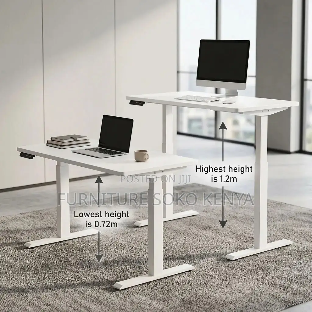 White 1.2 Meter Electric Table || Ergonomic Modern Adjustable Desk