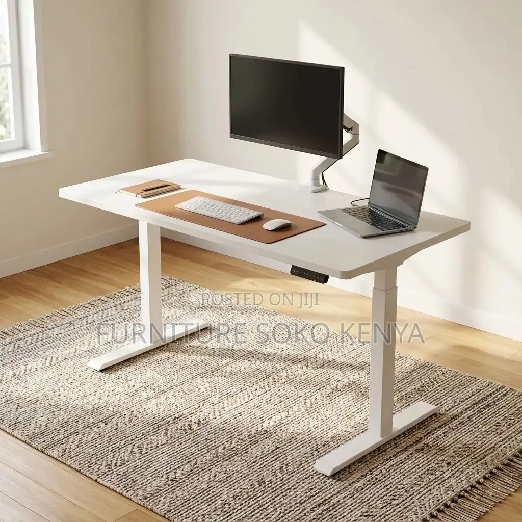 White 1.2 Meter Electric Table || Ergonomic Modern Adjustable Desk