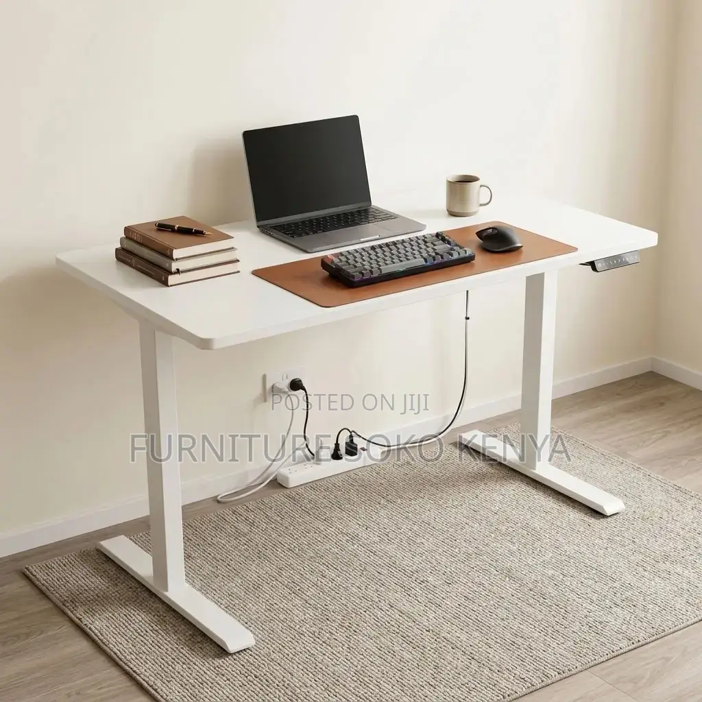White 1.2 Meter Electric Table || Ergonomic Modern Adjustable Desk