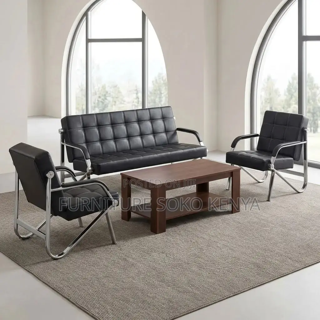Executive Sofa Set | Five Seater Leather Office Reception Sofa Set