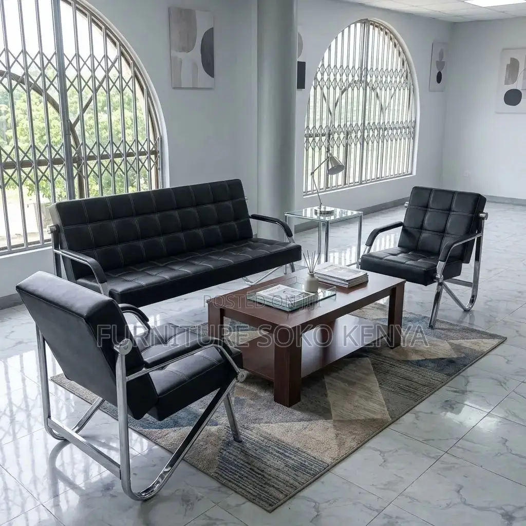 Executive Sofa Set | Five Seater Leather Office Reception Sofa Set