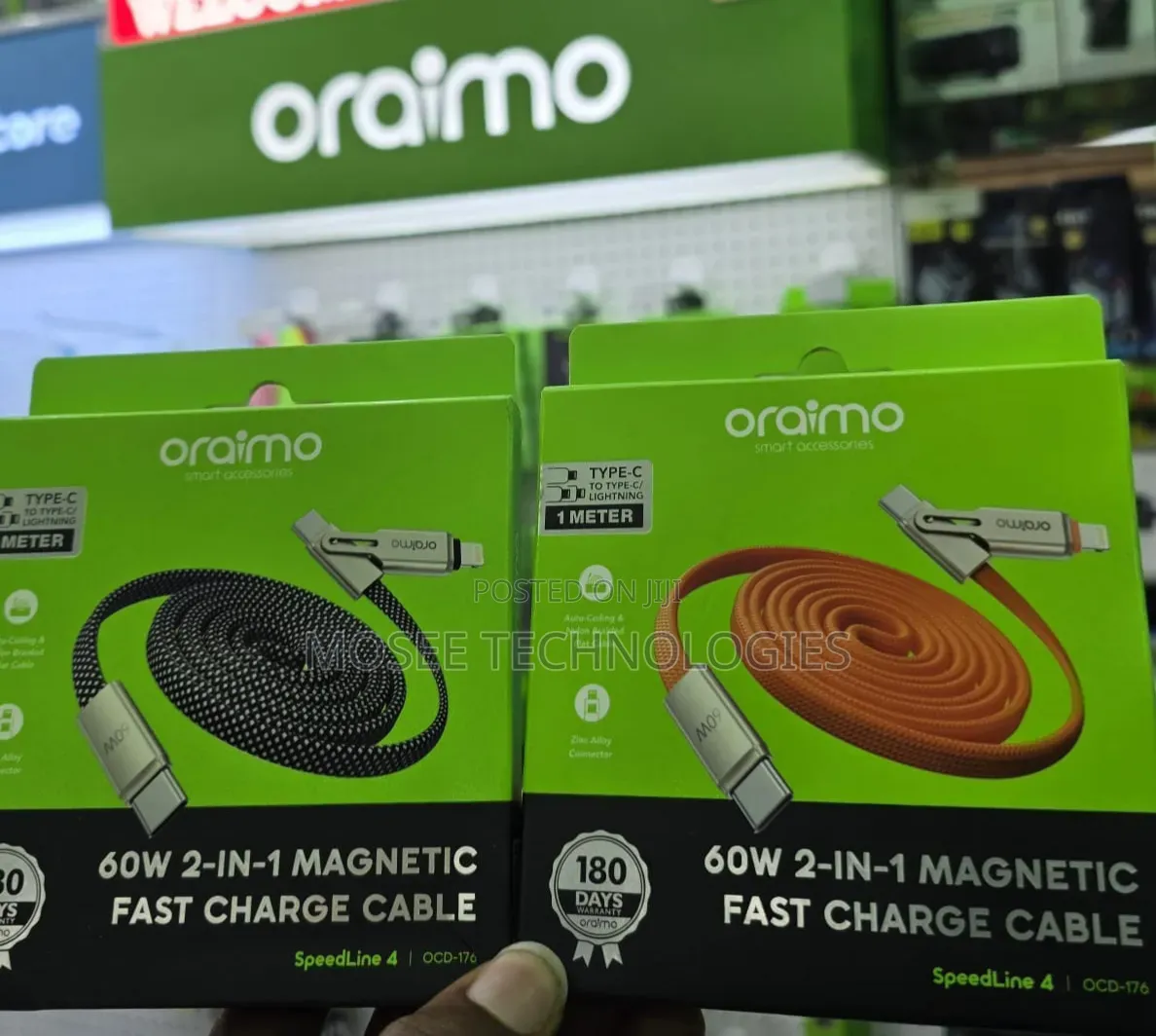 Oraimo SpeedLine 4 60W 2-in-1 Magnetic Fast Charging Cable