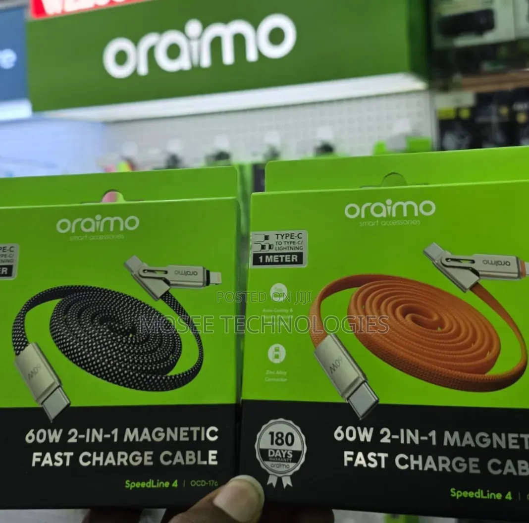 Oraimo SpeedLine 4 60W 2-in-1 Magnetic Fast Charging Cable