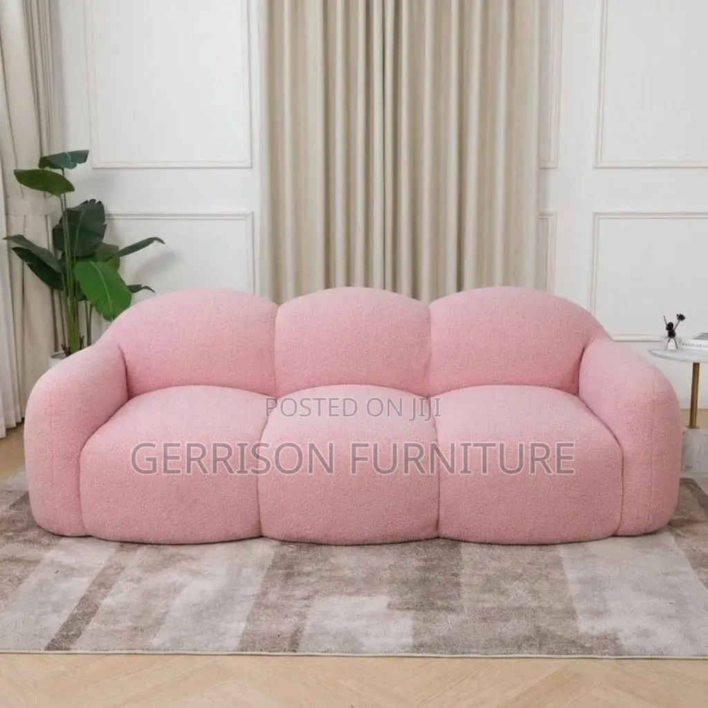 Modern Pink Bouclé Bubble 3-Seater Cloud Sofa