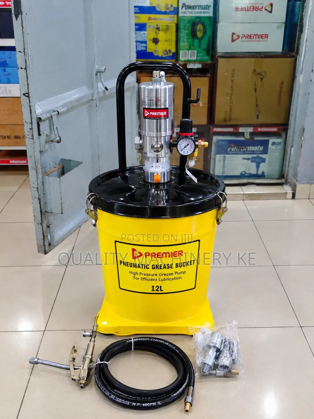 Premier 12L Pneumatic Grease Bucket (High Pressure Grease Pump)